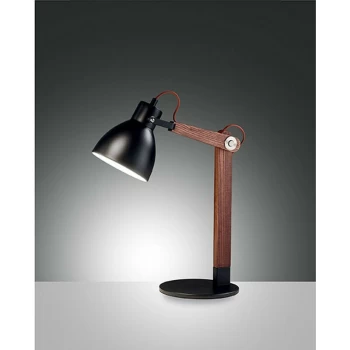 Fabas Luce Sveva Desk Task Lamp Black / Walnut Glass, E27