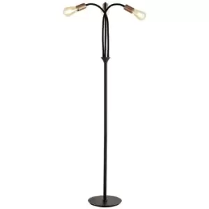 Luminosa Lighting - Flexible Floor Lamp, 3 Light E27, Satin Black, Brushed Copper