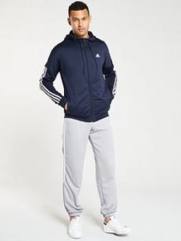 Adidas Smu Hooded 3 Stripe Tracksuit - Navy