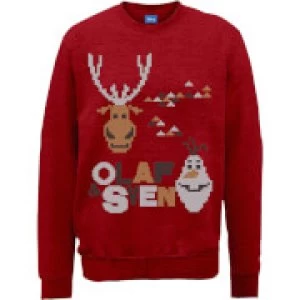 Disney Frozen Christmas Olaf And Sven Red Christmas Sweatshirt - XXL - Red