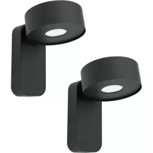 2 PACK IP44 Outdoor Wall Light Black Zinc Steel 6W Built in LED Porch Lamp