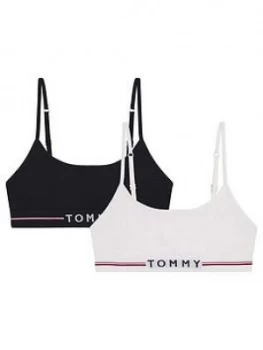 Tommy Hilfiger Girls 2 Pack Logo Bralette - Navy/White, Size Age: 8-10 Years, Women