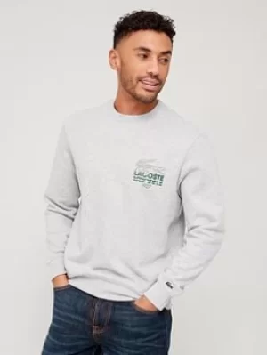 Lacoste Large Logo Crew Neck Sweat, Grey Size XL Men