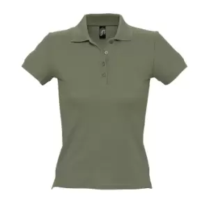 SOLS Womens/Ladies People Pique Short Sleeve Cotton Polo Shirt (L) (Khaki)