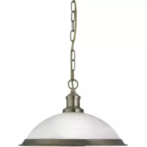 Searchlight Lighting - Searchlight Bistro - 1 Light Dome Ceiling Pendant Antique Brass, Acid Glass, E27