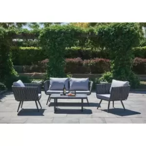 Rattan Outdoor Furniture Sofa Set - 3 Pcs Set - Light Grey Cushions