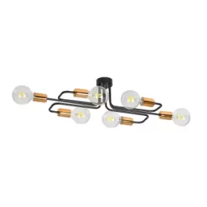 Veken Black/Copper Bar Pendant Ceiling Light 6x E27