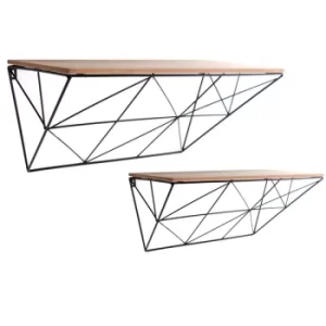 Set of 2 Black Geometric Shelves