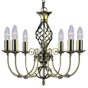 Zanzibar 6 Light Multi Arm Ceiling Pendant Antique Brass, E14