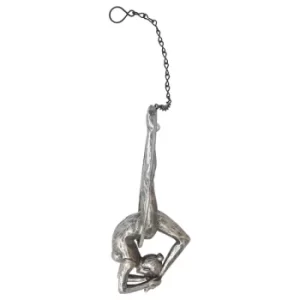 Silver Gymnast on Rope Upside-down 26cm