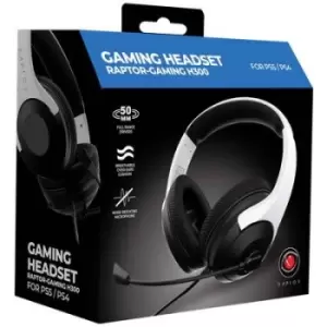 Raptor Gaming H300 Gaming Over-ear headset Corded (1075100) Stereo White Volume control, Microphone mute