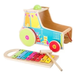 LEGLER Small Foot Childrens Wooden Motor Activity Tractor with Xylophone Toy