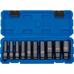 Draper 10 Piece 1/2" Drive Deep Impact Hex Socket Set Metric 1/2"