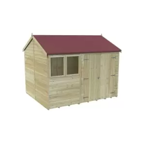 Forest Garden Timberdale 10X8 Reverse Apex Pressure Treated Tongue & Groove Solid Wood Shed With Floor (Base Included) - Assembly Service Included