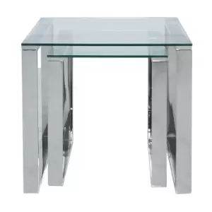 Nest of 2 Tables in Stainless Steel with Glass Top