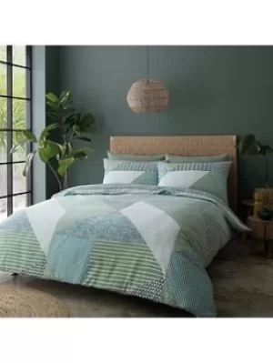 Catherine Lansfield Larsson Geo Duvet Cover Set In Green