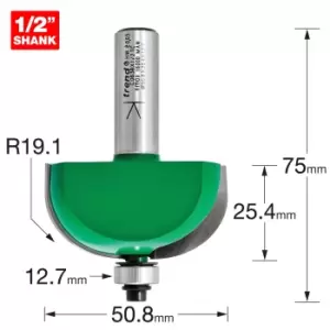 Trend CRAFTPRO Radius Bearing Guided Router Cutter 50.8mm 25.4mm 1/2"