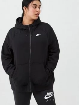 Nike NSW Essential FZ Hoodie (Curve) - Black, Size 22-24=2X, Women