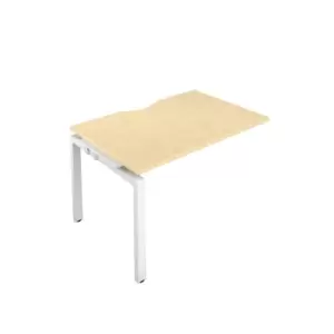 Telescopic Sliding 1 Person Extension Bench with Cut Out and White Frame - 1200mm - Maple