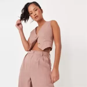 Missguided Pinstripe Shorter Length Waistcoat - Pink