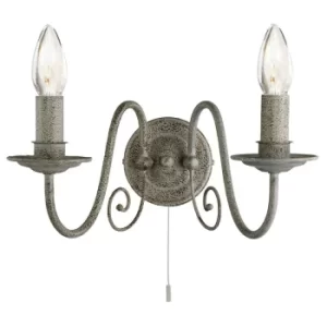 Greythorne 2 Light Indoor Candle Wall Light Grey, E14