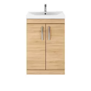 Nuie Athena 600 Floor Standing 2-door Vanity & Thin-edge Basin - Natural Oak