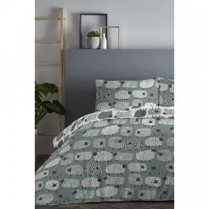 Dotty Sheep Duck Egg Reversible Duvet Set