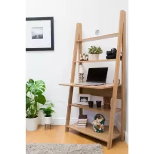 Riva Retro Ladder Bookcase Desk Shelving Shelf Unit 5 Tier Oak - Brown