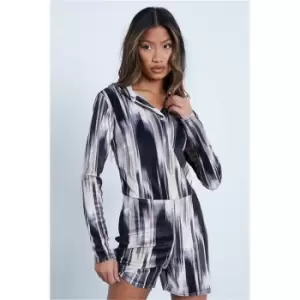 I Saw It First Multi Printed Velour Hooded Romper - Multi