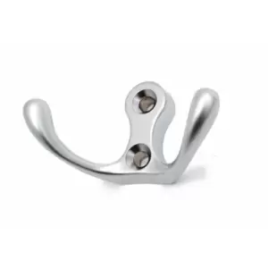 Small Double Coat Hanger Hook Door Wall Bath CK24 Model - Colour Aluminium - Pack of 20