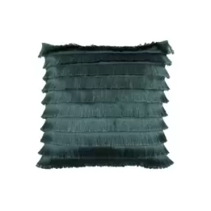 Furn Flicker Tiered Fringed Cushion Cover, Teal, 45 x 45 Cm