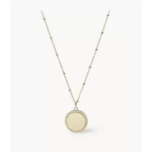 Fossil Womens Lane Scalloped Disc Gold-Tone Stainless Steel Necklace - Gold