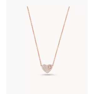 Michael Kors Womens 14K -Plated Sterling Silver Pav Heart Necklace - Rose Gold