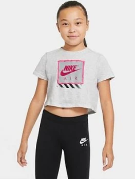 Nike Girls Nsw Tee Nike Air Crop, Grey Heather, Size XL=13-15 Years, Women