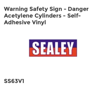 Warning Safety Sign - Danger Acetylene Cylinders - Self-Adhesive Vinyl