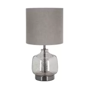 Champagne Finish Glass on Metallic Base with Grey Shade Table Lamp