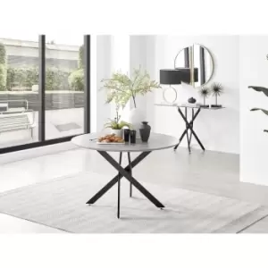 Furniturebox Novara 120cm Grey Concrete 6 Seater Modern Dining Table With Black Starburst Legs