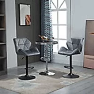 Homcom Bar Stool Velvet Touch Steel Grey 2 Pieces