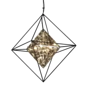 Epic 4 Light Pendant Forged Iron, Glass