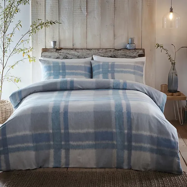 Appletree Verbier 100% Brushed Cotton Duvet Set Blue/White W6DUV Unisex Double