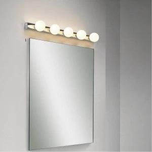 LED 5 Light Bathroom Over Mirror Wall Light Polished Chrome IP44