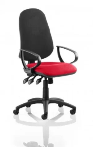 Eclipse XL Lever Task Operator Chair Black Back Bespoke Seat With Loop Arms In Post Box Red