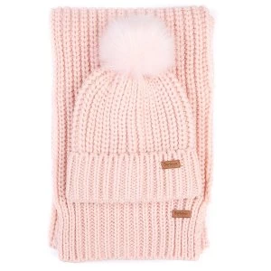 Barbour Womens Saltburn Beanie & Scarf Set Pink