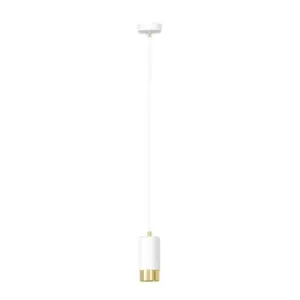 Fumiko White/Gold Slim Pendant Ceiling Light 1x GU10