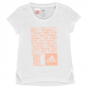 adidas TR Graphic T Shirt Junior Girls - White/Coral