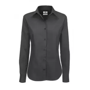B&C Womens/Ladies Sharp Twill Long Sleeve Shirt (S) (Dark Grey)