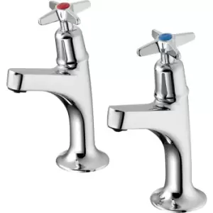 Armitage Shanks Sandringham 21 High Neck Sink Pillar Taps (2 Pack) in Chrome Brass