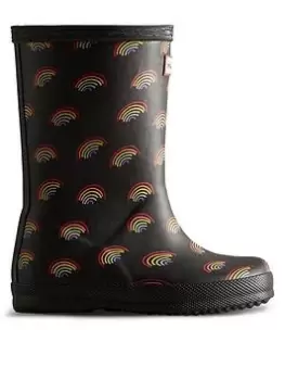 Hunter First Original Rainbow Print Wellington Boot, Multi, Size 7 Younger