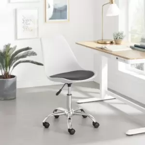 Furniturebox Oslo Two Tone White and Grey Faux Leather Modern Minimalist Office Chair