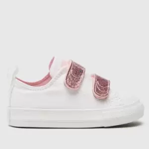 Converse White & Pink All Star 2v Lo Easy-on Girls Toddler Trainers